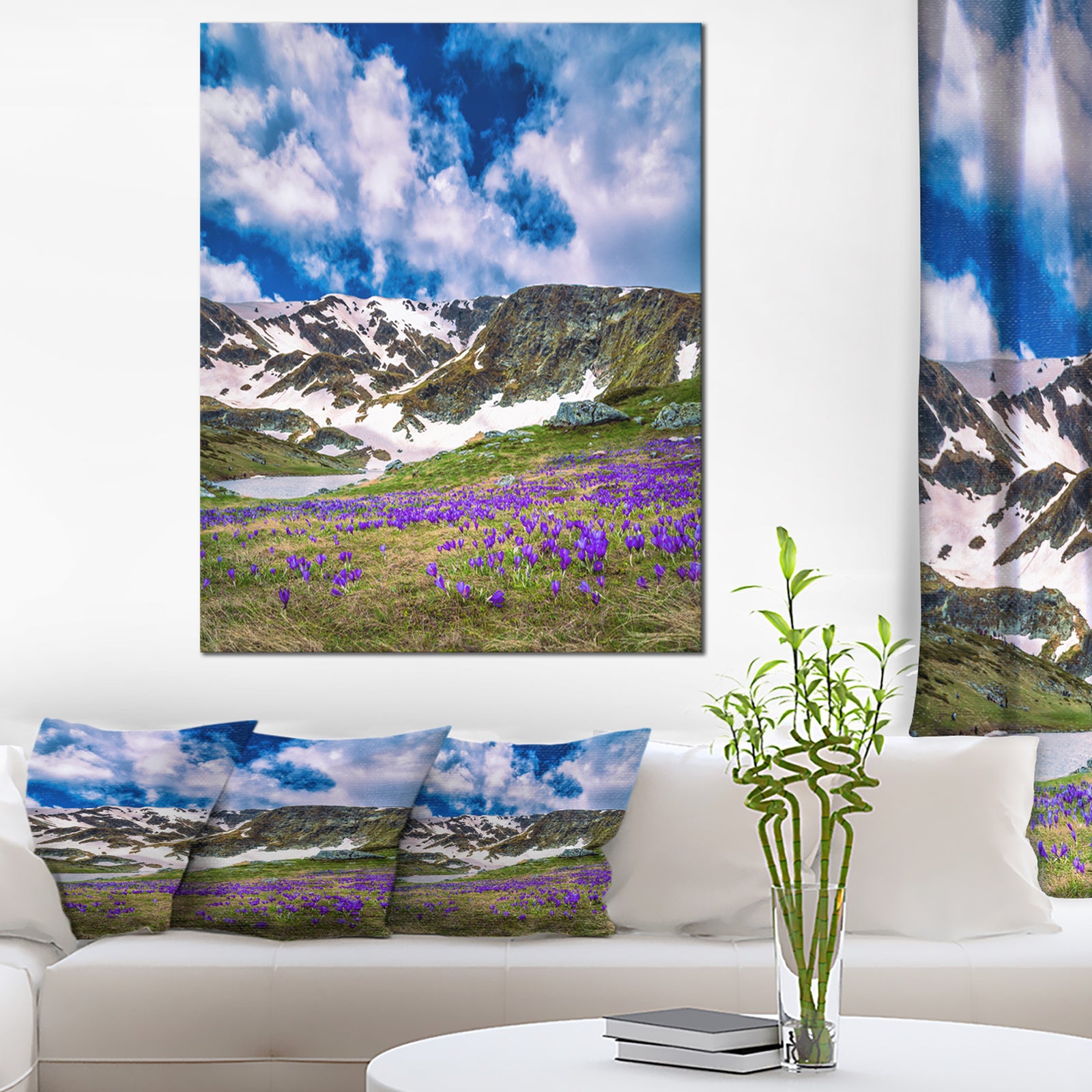 Spring Blooming Crocus Flowers - Landscape Art Print Canvas