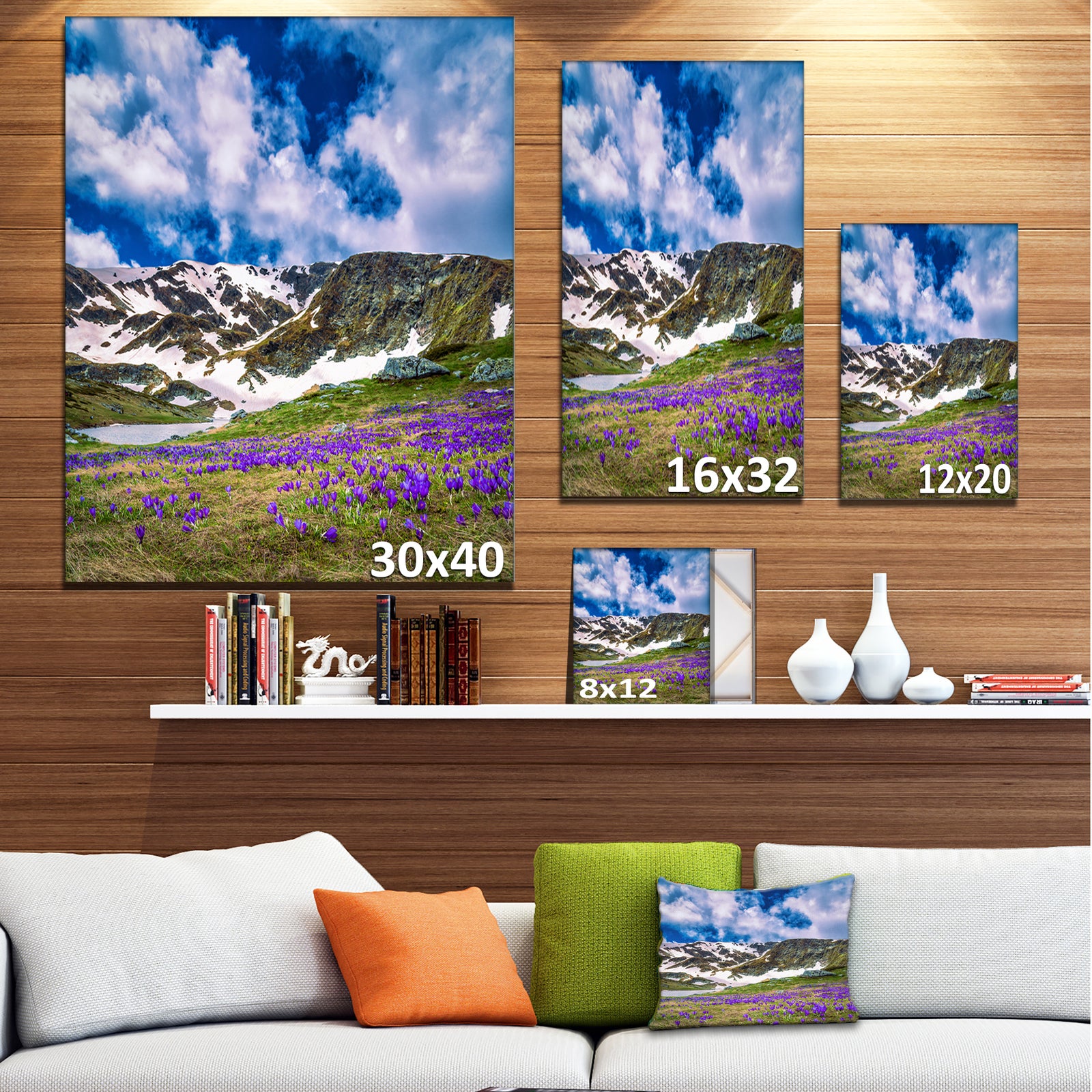 Spring Blooming Crocus Flowers - Landscape Art Print Canvas