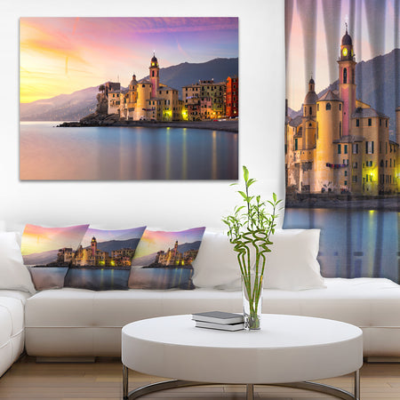 Old Mediterranean Town at Sunrise - Large Seashore Canvas Print