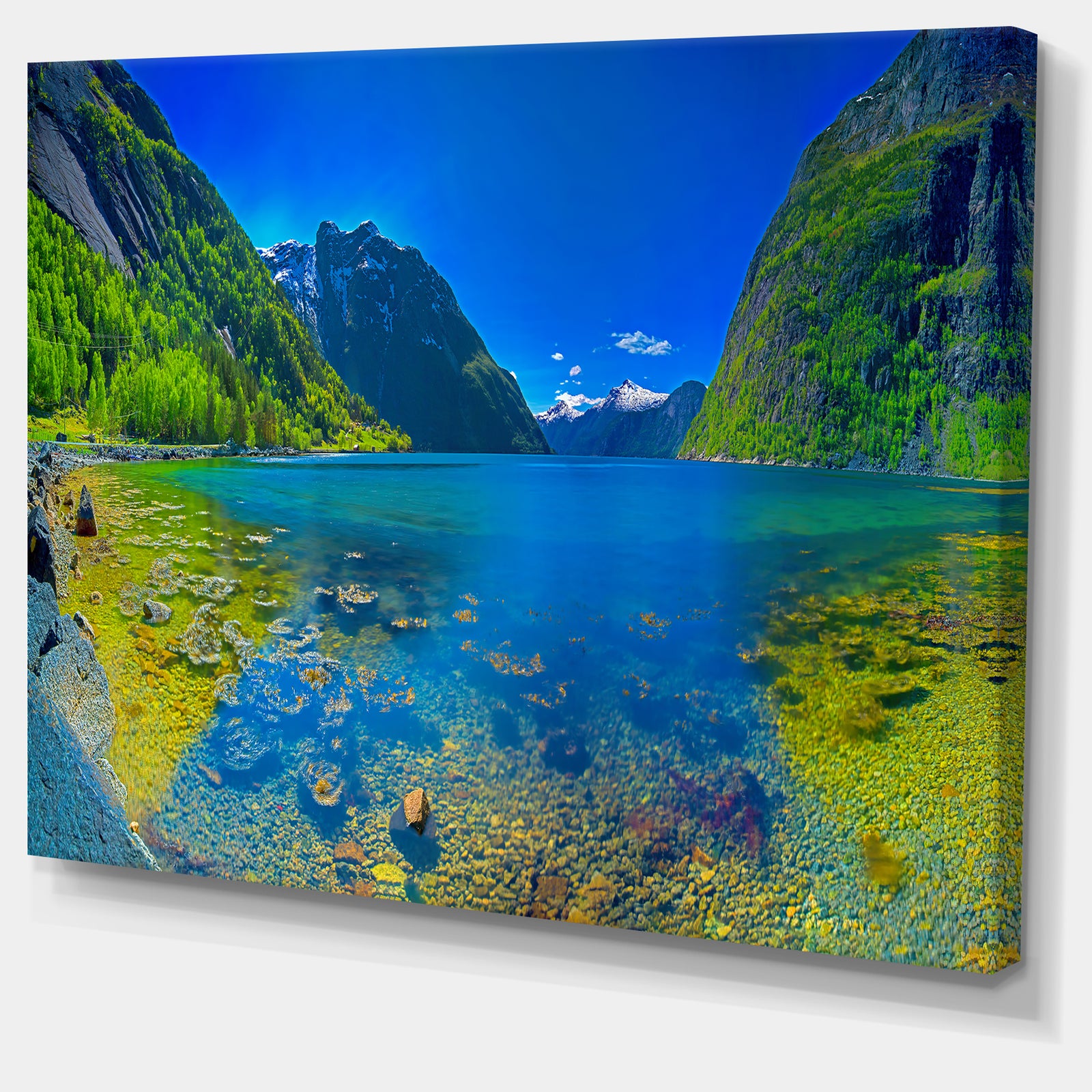 Panoramic View of Norwegian Fjord - Landscape Art Print Canvas