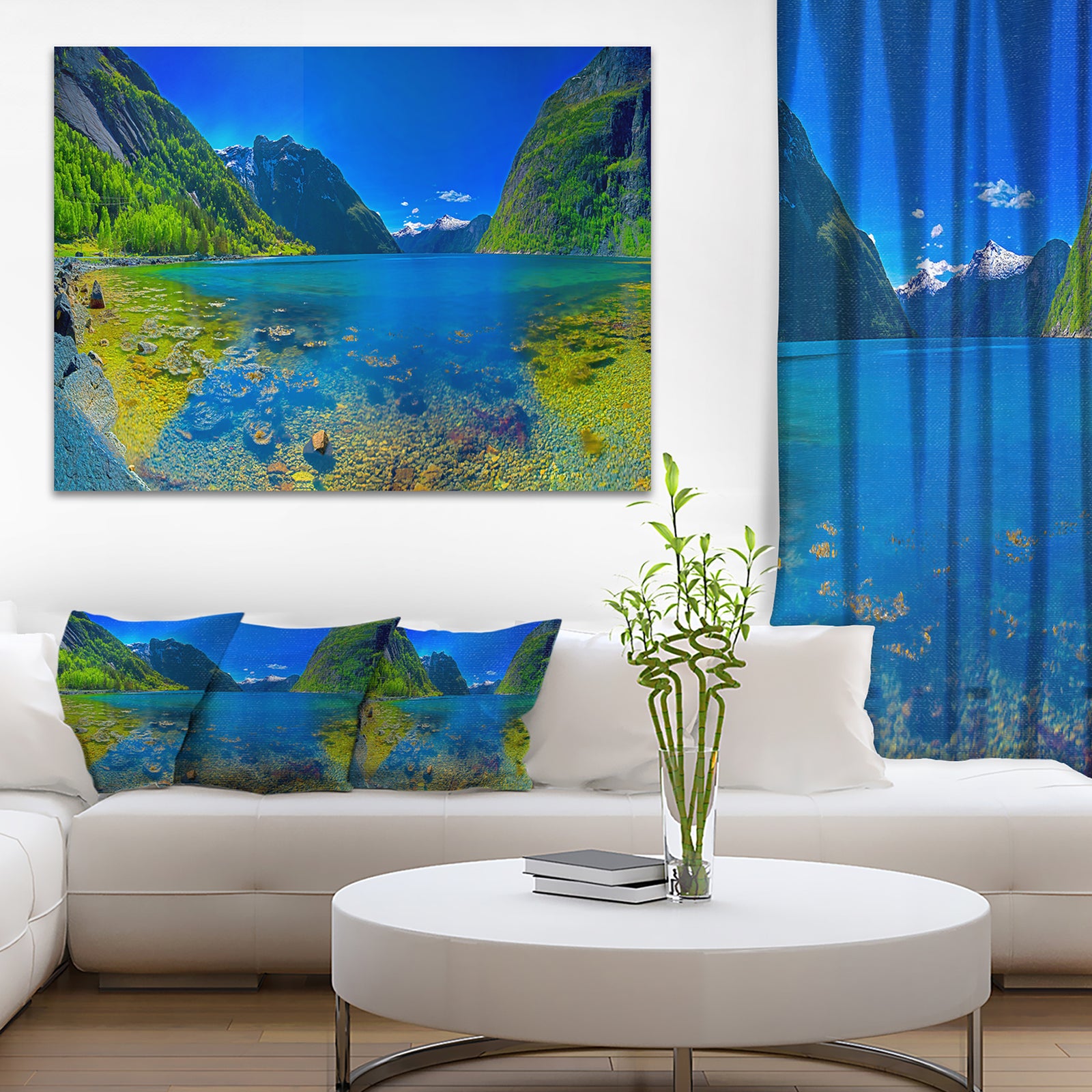 Panoramic View of Norwegian Fjord - Landscape Art Print Canvas