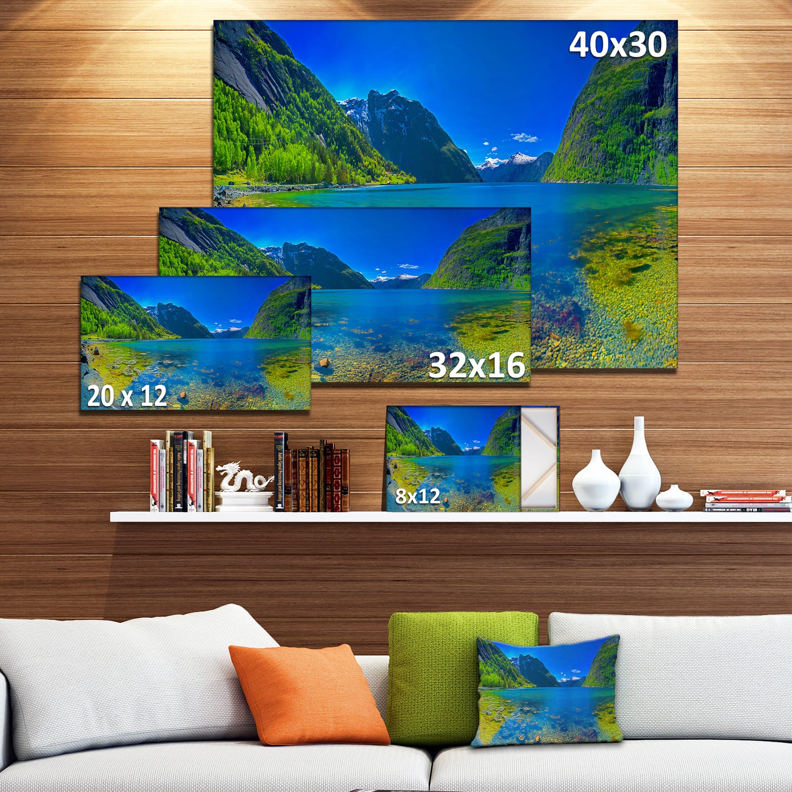 Panoramic View of Norwegian Fjord - Landscape Art Print Canvas