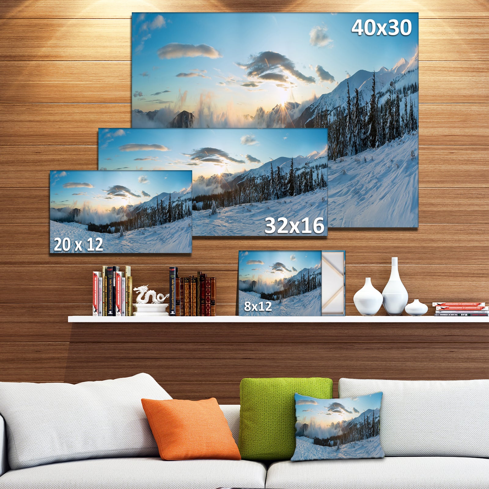 Morning Winter Carpathian Mountains - Landscape Art Print Canvas
