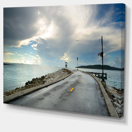 Vintage Pathway into the Ocean - Sea Bridge Canvas Wall Artwork