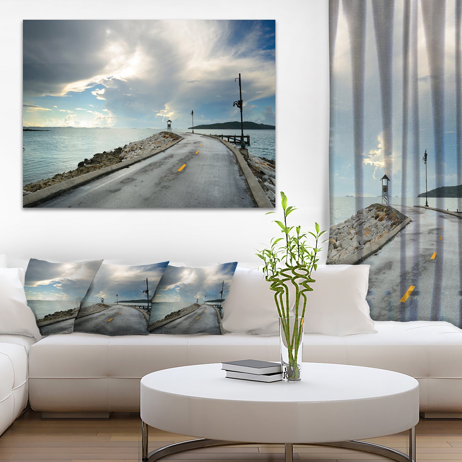 Vintage Pathway into the Ocean - Sea Bridge Canvas Wall Artwork
