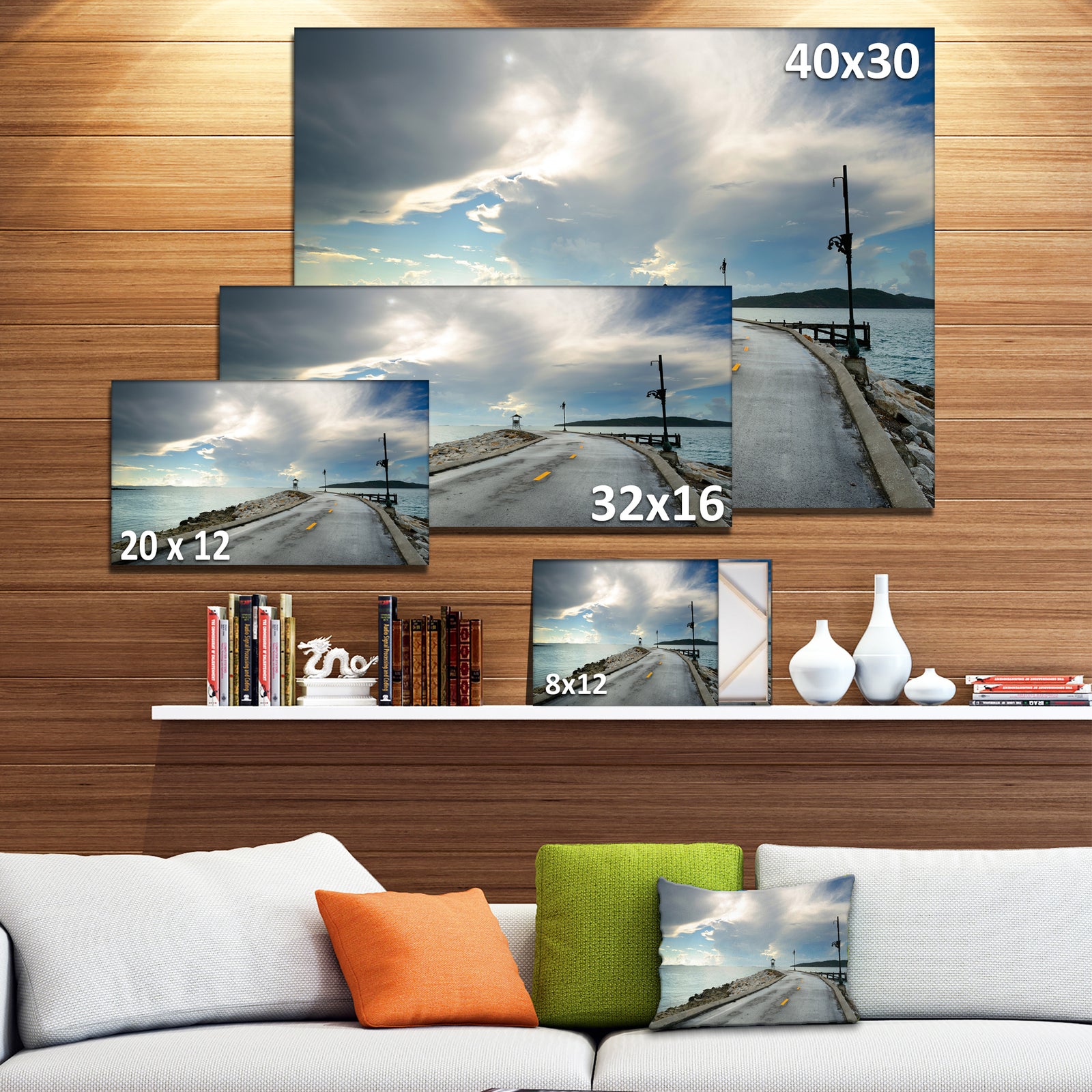 Vintage Pathway into the Ocean - Sea Bridge Canvas Wall Artwork