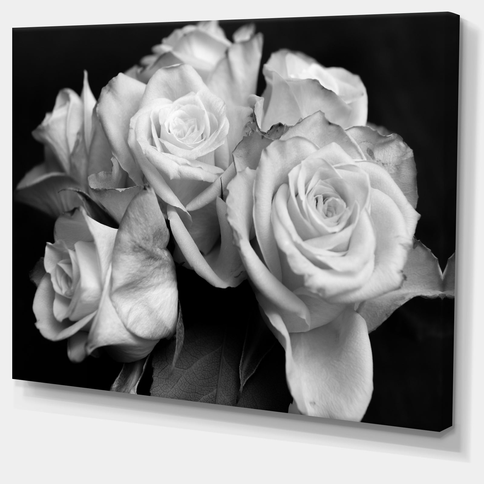 Bunch of Roses Black and White - Floral Canvas Art Print