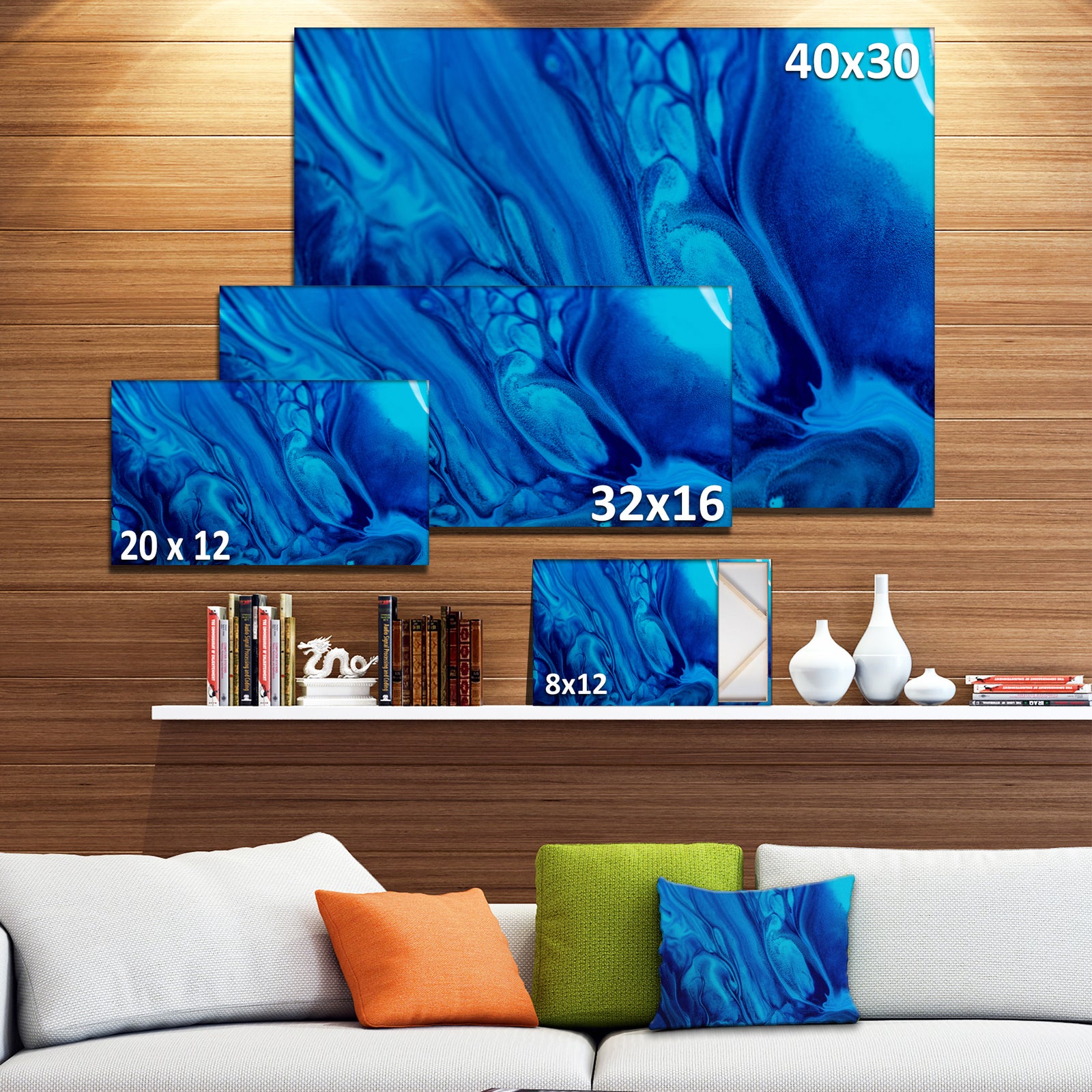 Dark Blue Abstract Acrylic Paint Mix - Abstract Art on Canvas