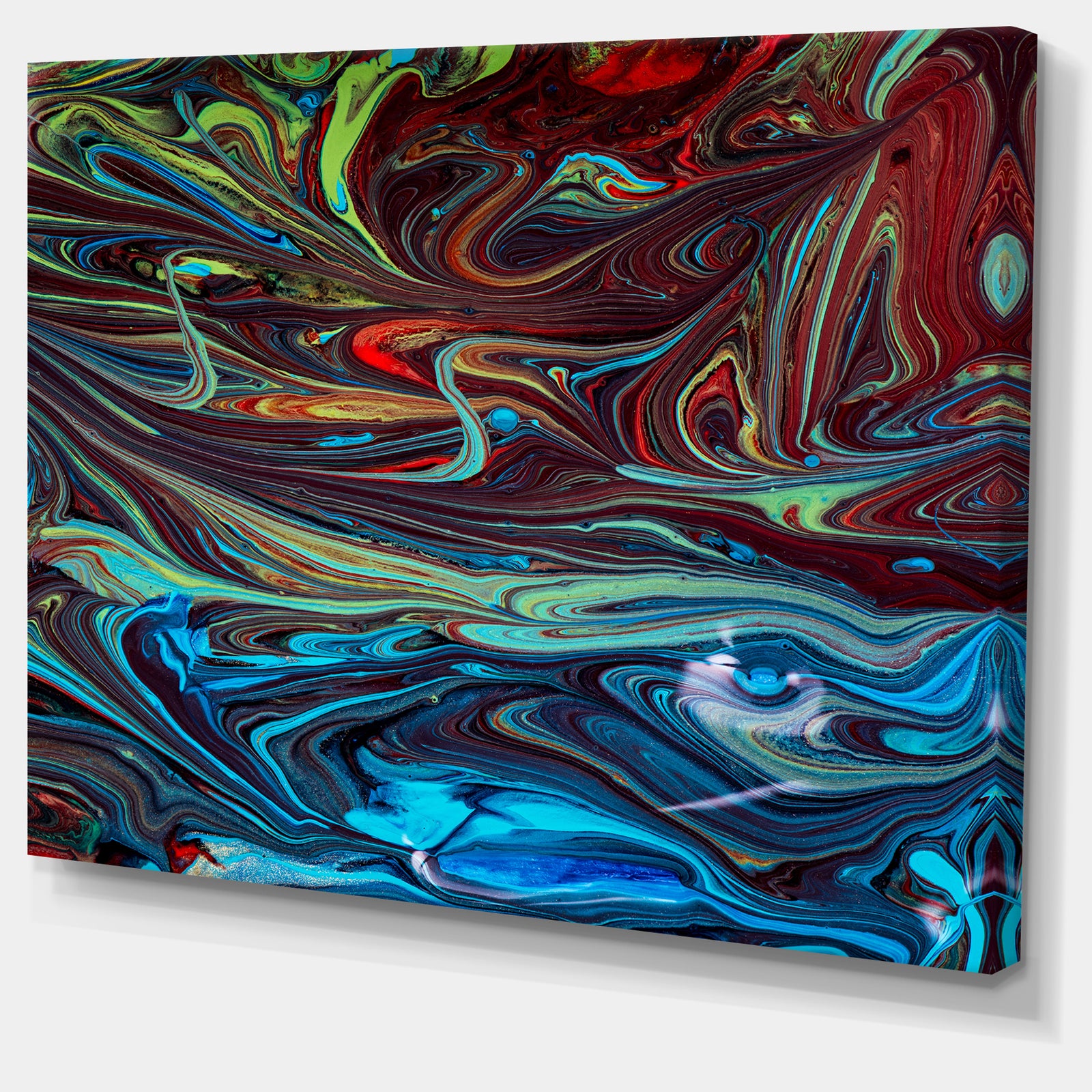 Red Blue Abstract Acrylic Paint Mix - Abstract Art on Canvas
