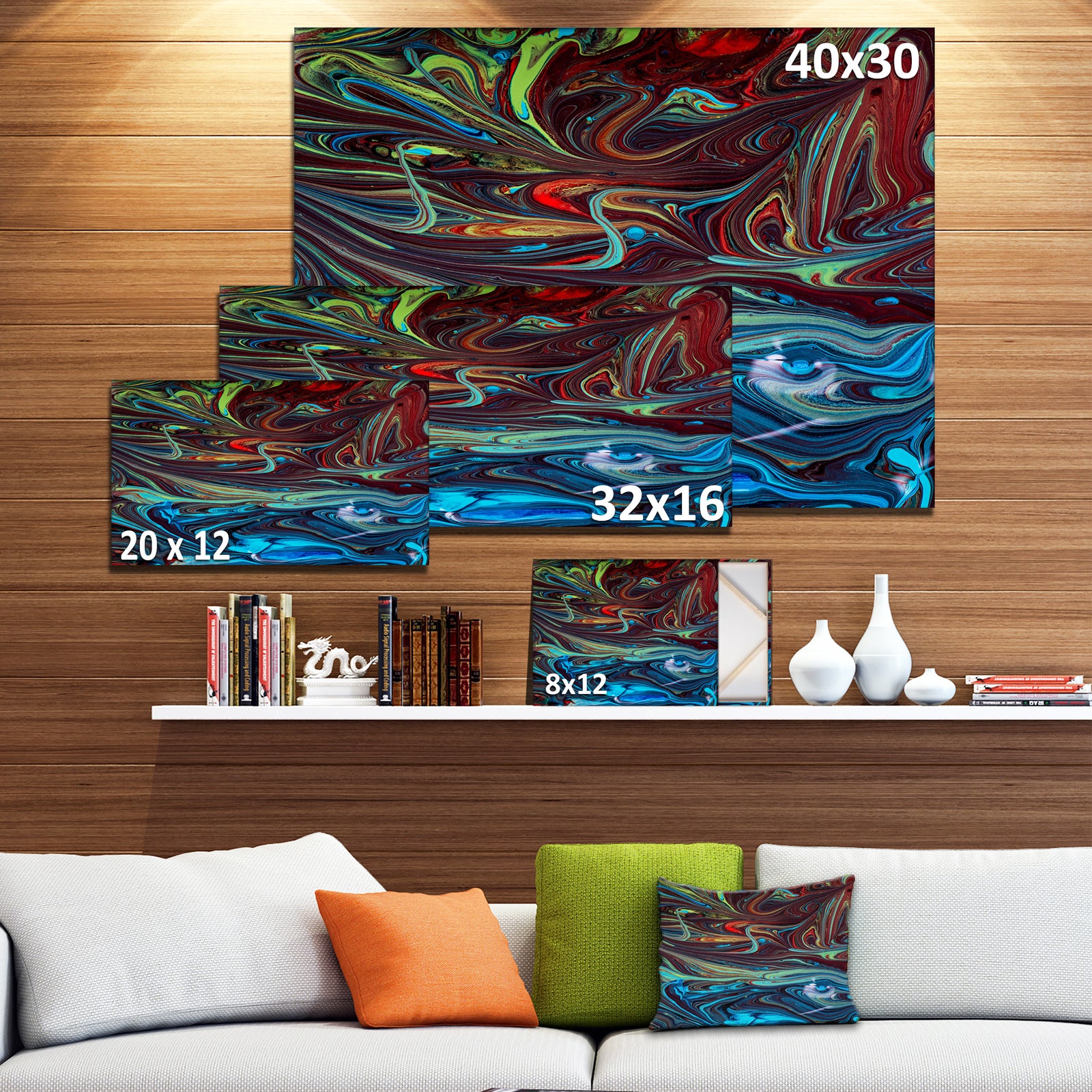 Red Blue Abstract Acrylic Paint Mix - Abstract Art on Canvas