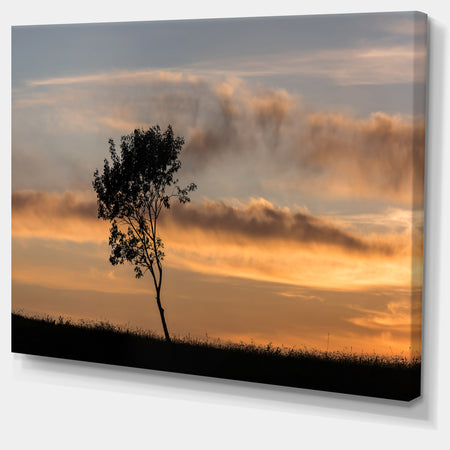 Lonely Tree Silhouette Leftwards - Landscape Art Print Canvas