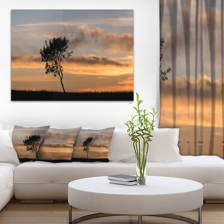 Lonely Tree Silhouette Leftwards - Landscape Art Print Canvas