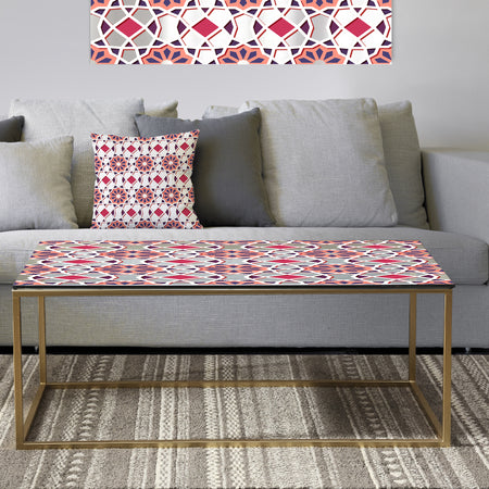Pink Geometric Flower - Metal Modern Coffee Table
