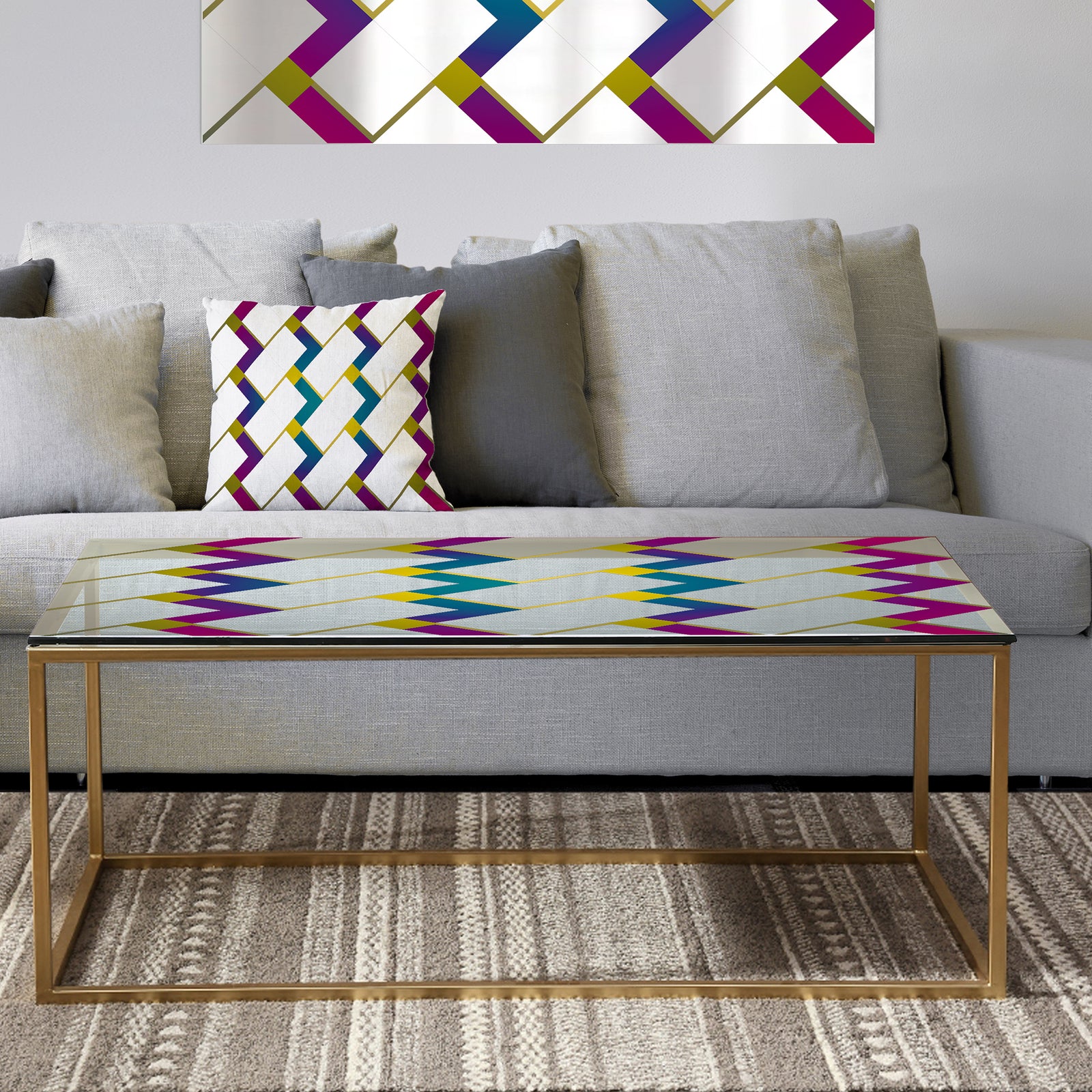 Purple Diamonds - Metal Modern Coffee Table