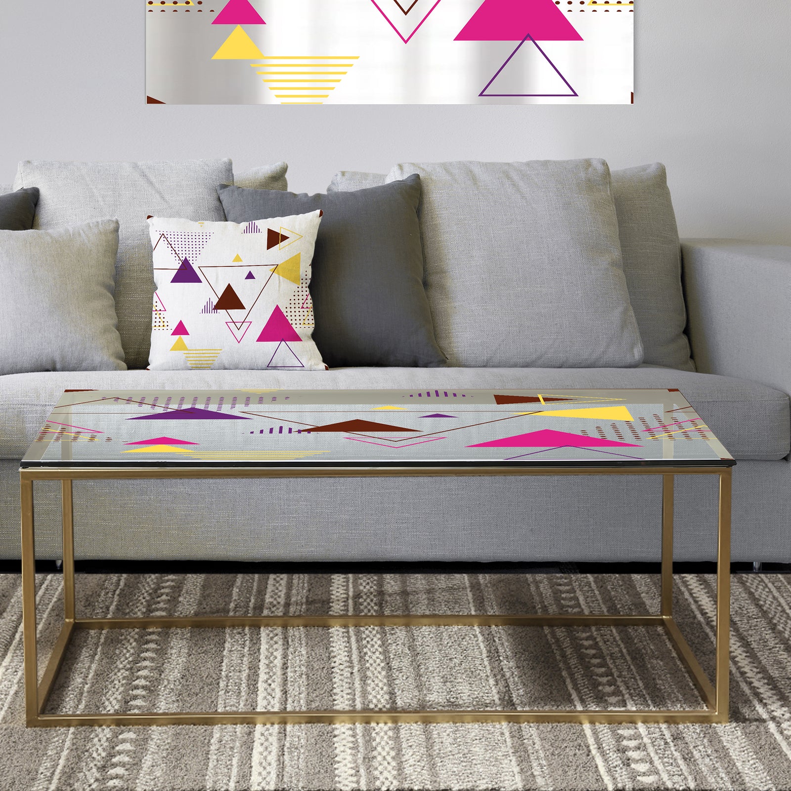 Triangular Spacy Spheres 2 - Metal Modern Coffee Table