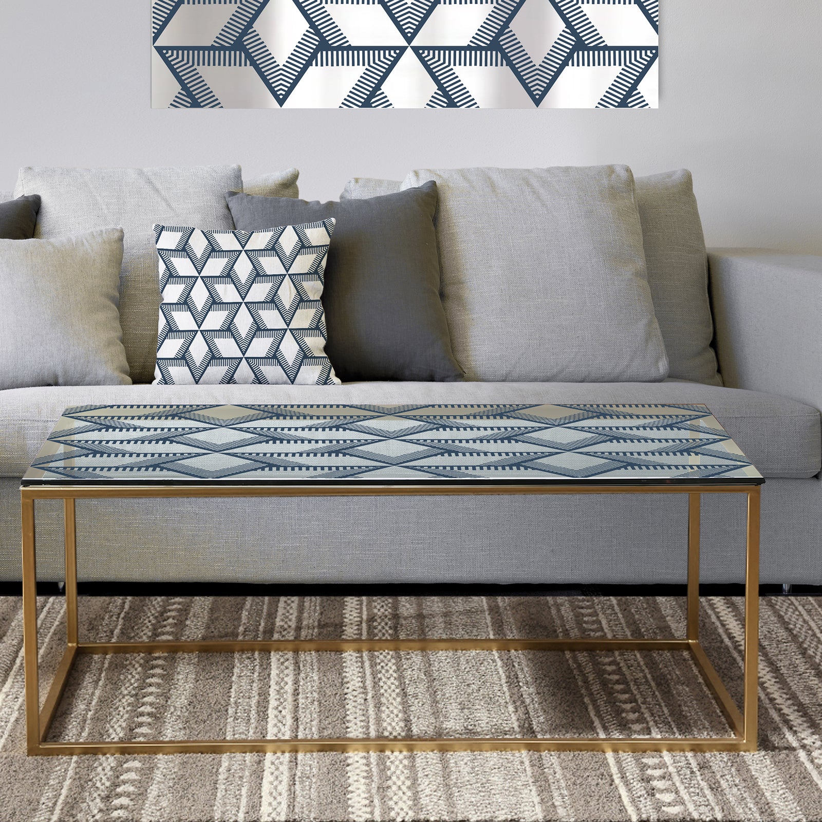 Gold Diamonds In Stars - Metal Glam Coffee Table