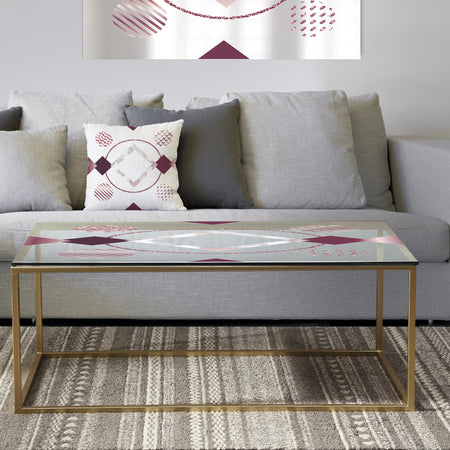Extravagant Burgandy Waves - Metal Modern Coffee Table