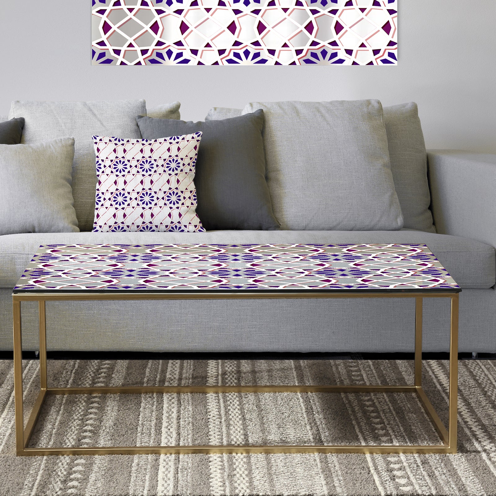 Purple Tiles - Metal Modern Coffee Table