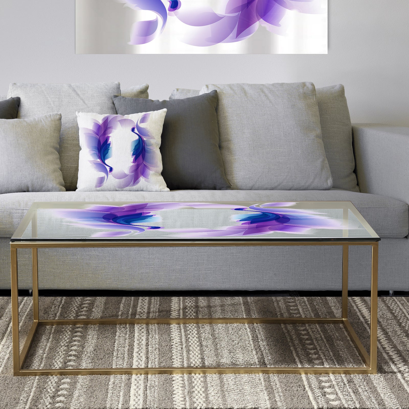 Purple Feathers - Metal Bohemian & Eclectic Coffee Table