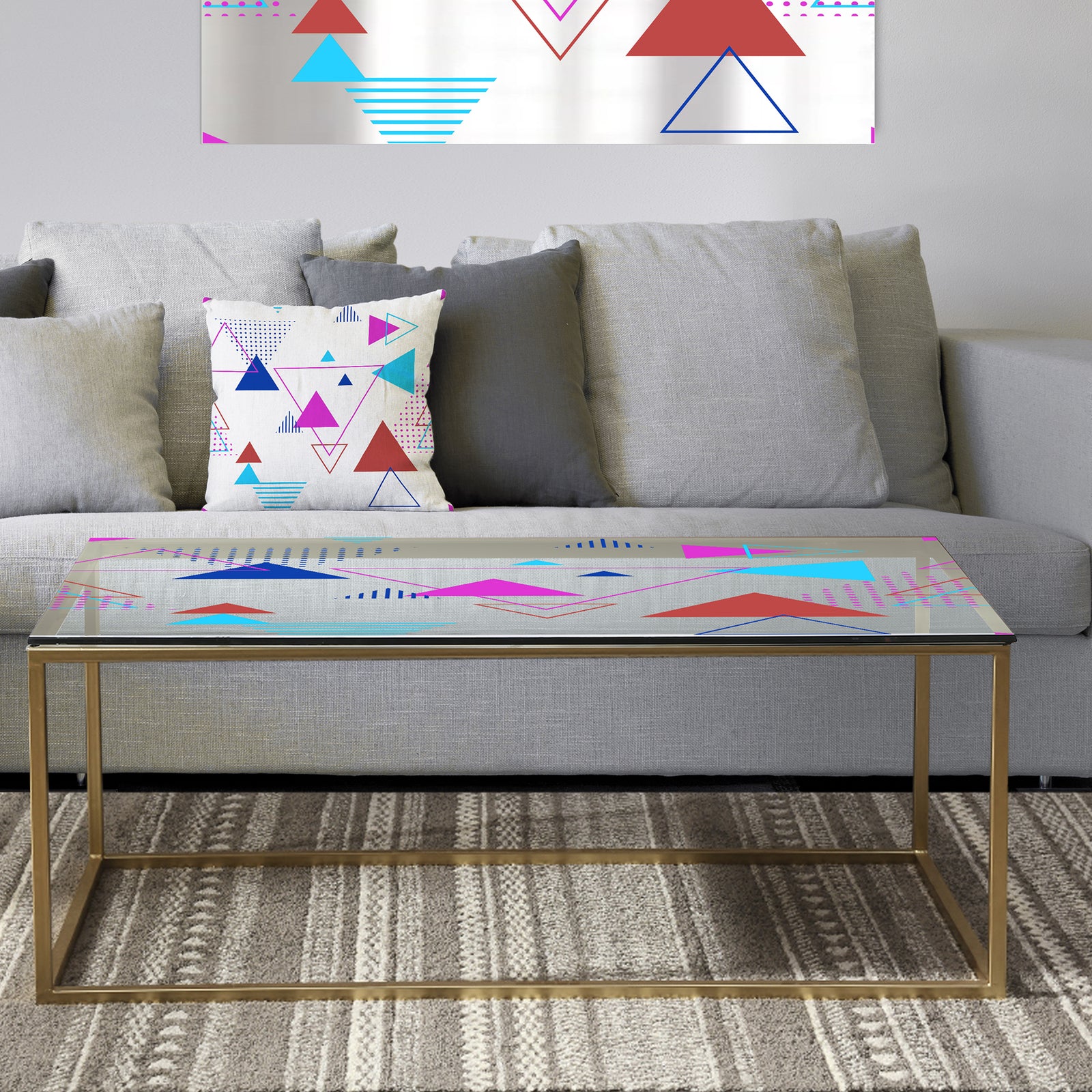 Triangular Spacy Spheres 6 - Metal Modern Coffee Table