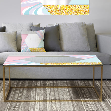 Marbled Pink Marble 2 - Metal Modern Coffee Table