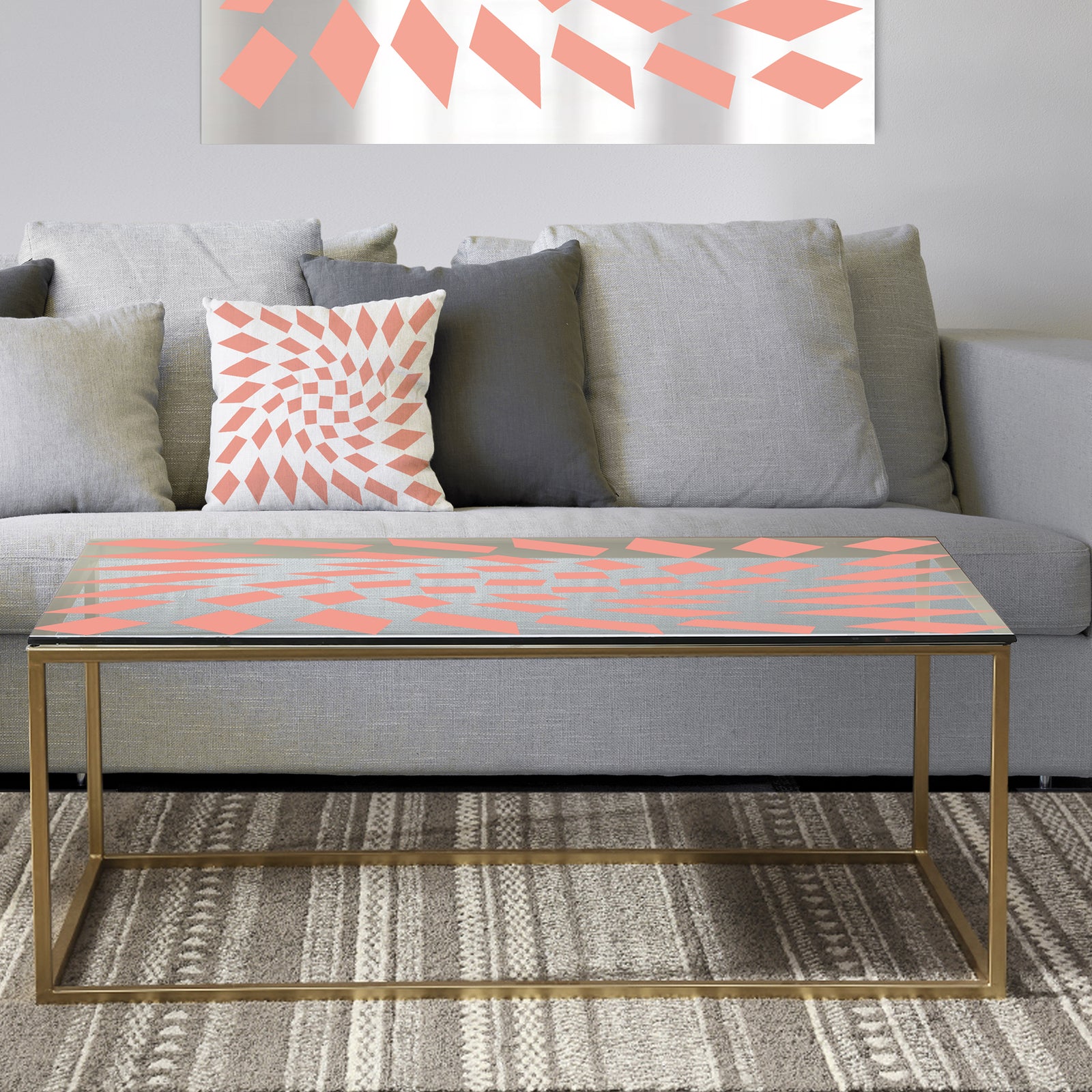 Triangular Diamond Whirl 2 - Metal Modern Coffee Table