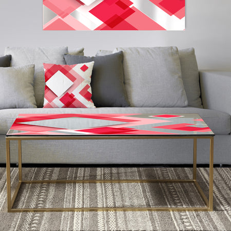 Triangular Red 1 - Metal Modern Coffee Table