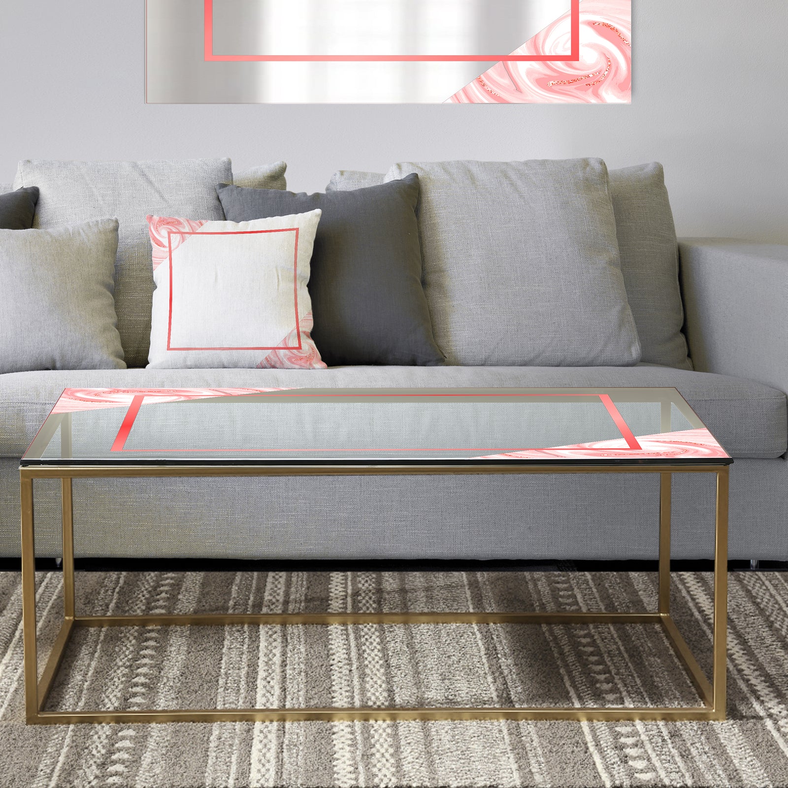 Marble Pink - Metal Modern Coffee Table