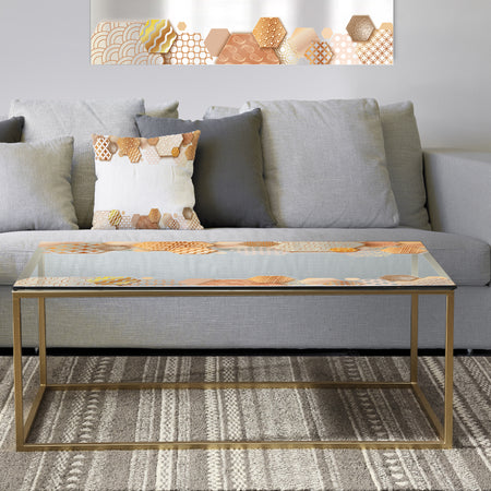 Golden Oriental Print - Metal Glam Coffee Table