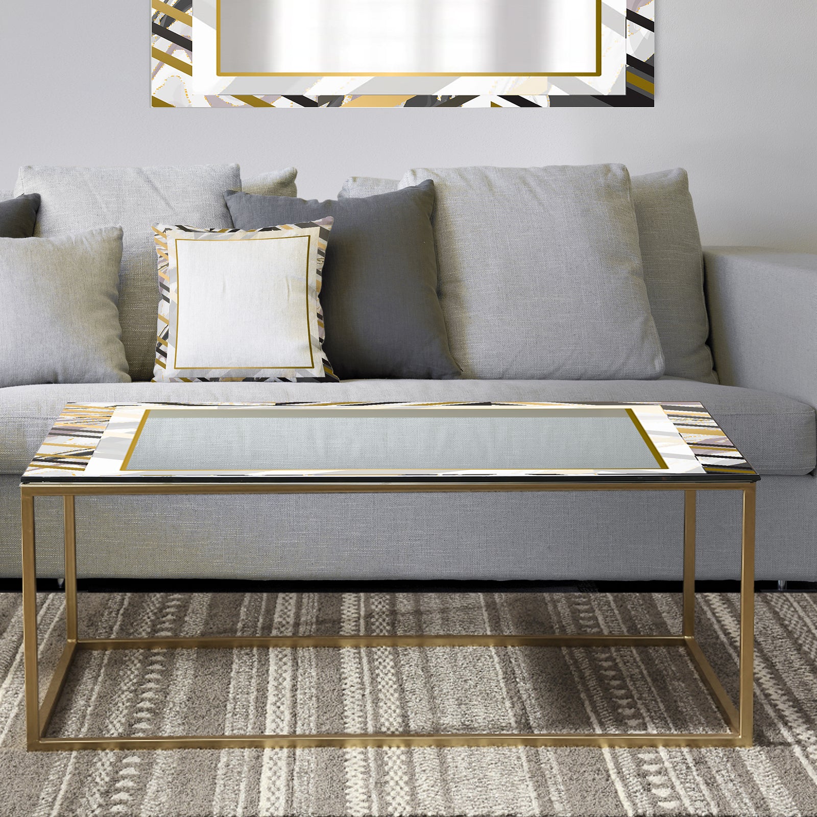 Gold and Grey Marble - Metal Modern Coffee Table