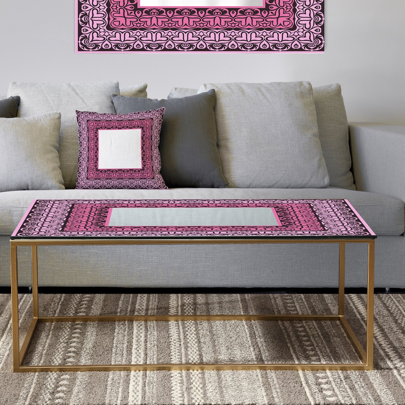 Black and Pink Hearts - Metal Industrial Coffee Table