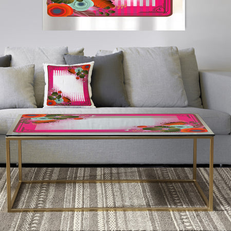 Fuschia Border and Flowers - Metal Mid-Century Modern Coffee Table