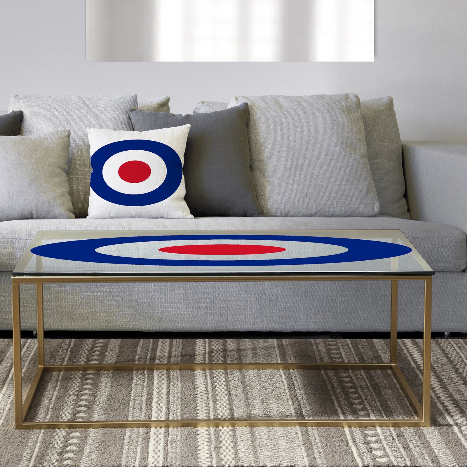 Red and Blue Bullseye - Metal Mid-Century Modern Coffee Table