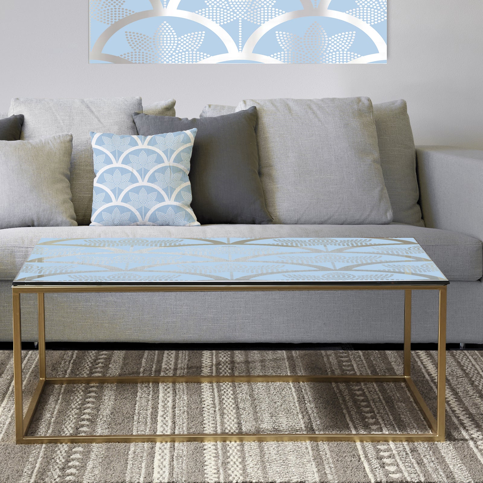 Japanese style Half - Metal Glam Coffee Table