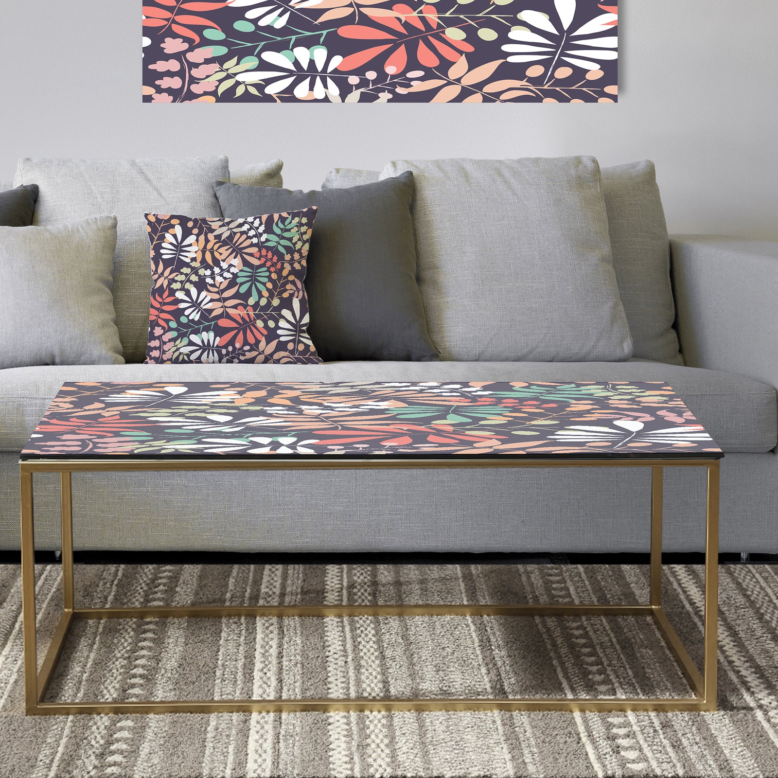 Retro Botanical Pattern II - Metal Glam Coffee Table
