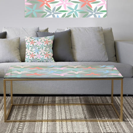 Retro Abstract Flower Design III - Metal Glam Coffee Table