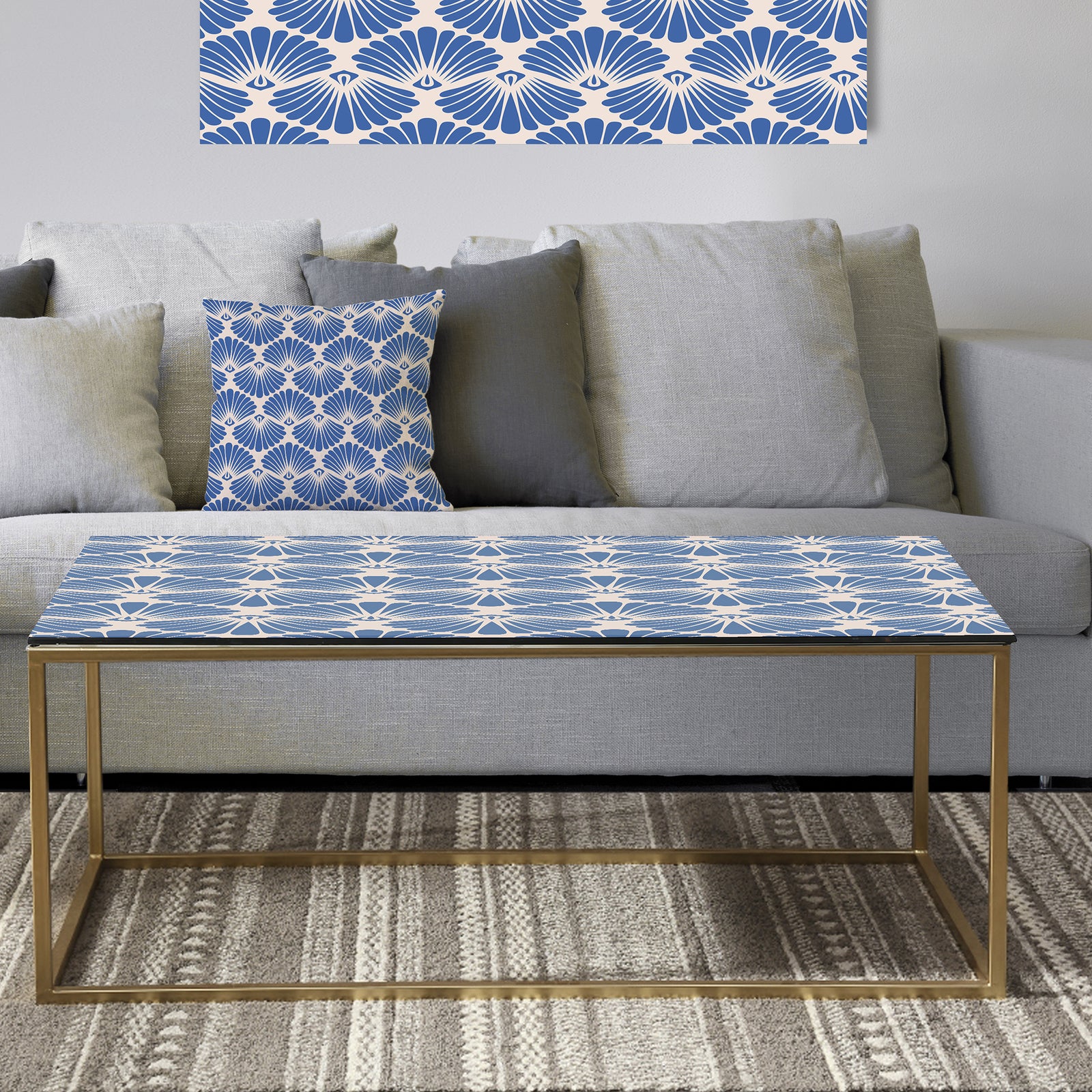 Retro Blue Waves - Metal Glam Coffee Table