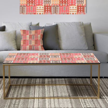 Handdrawn Colorful Houses - Metal Glam Coffee Table