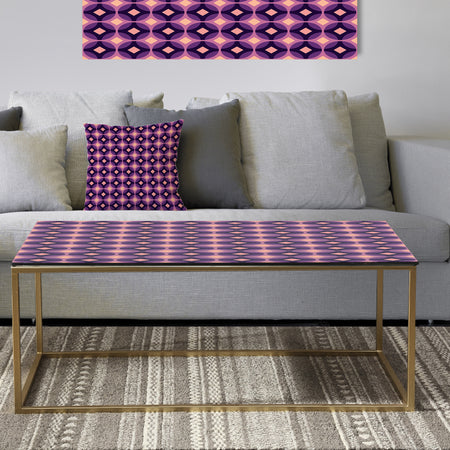 Retro Circular Purple and Yellow Pattern - Metal Glam Coffee Table