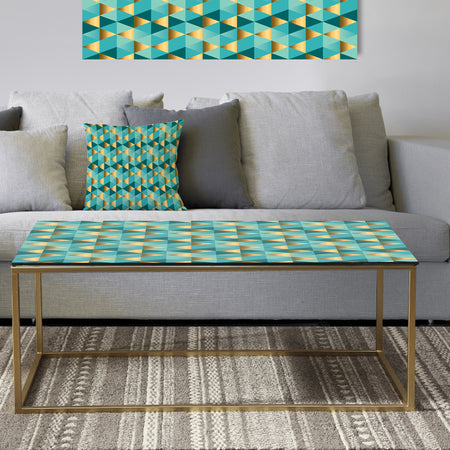 Gold and Blue Dynamics V - Metal Glam Coffee Table