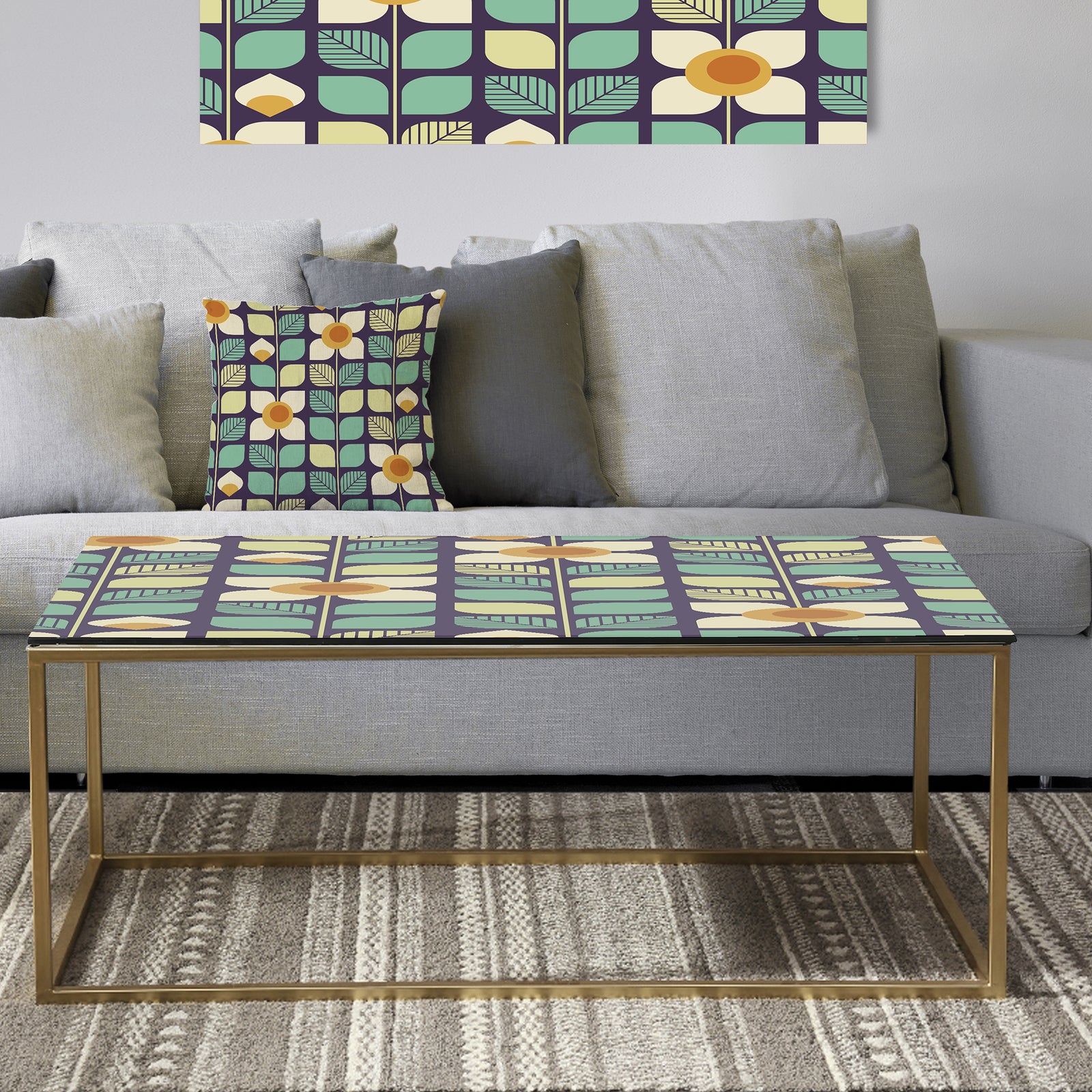 Botanical Retro Design III - Metal Glam Coffee Table
