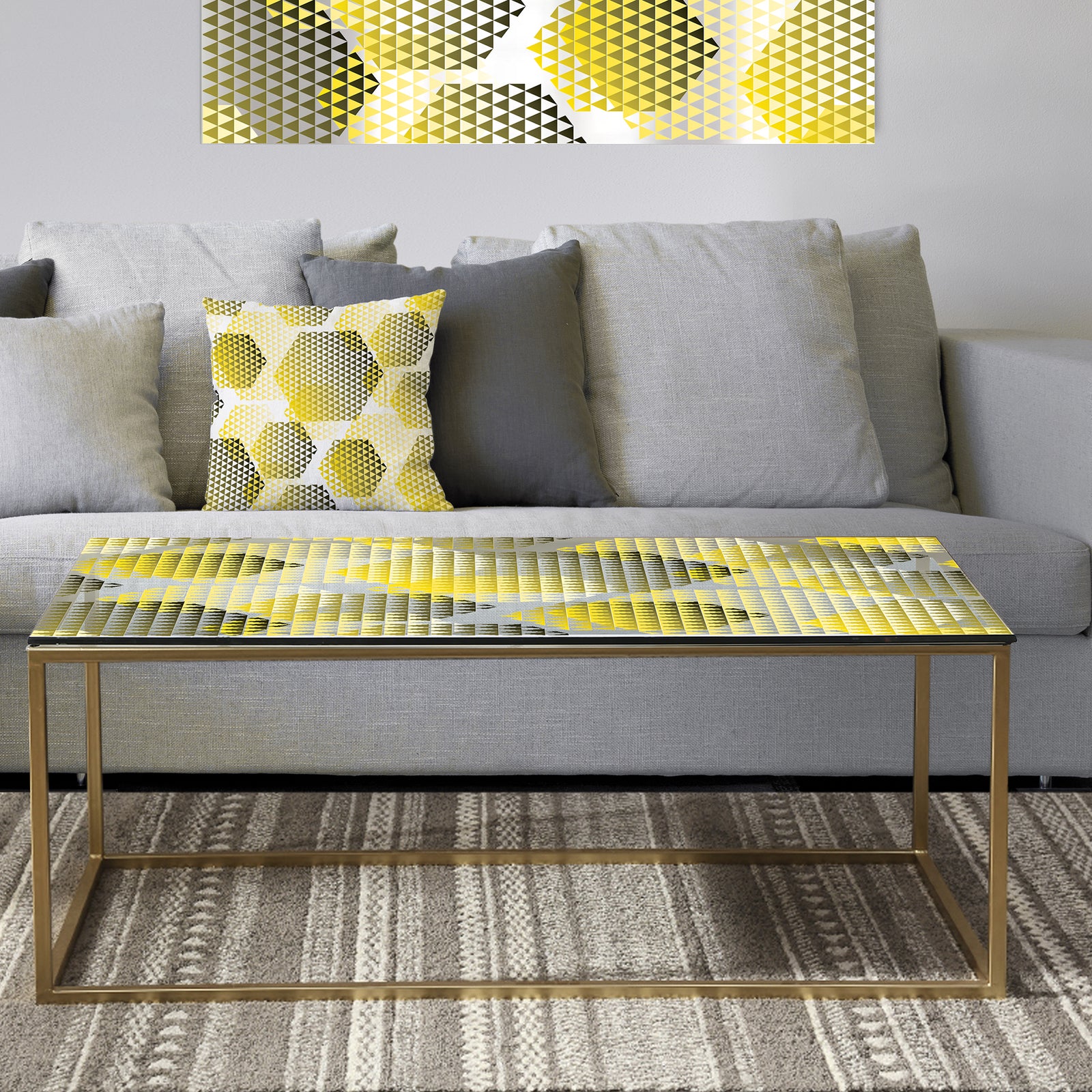 Retro Hexagon Pattern XI - Metal Glam Coffee Table