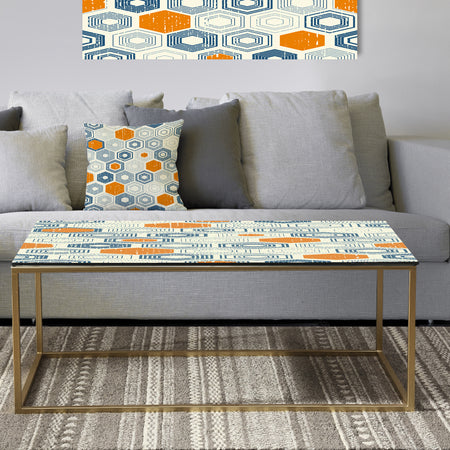 Retro Hexagon Pattern IX - Metal Glam Coffee Table
