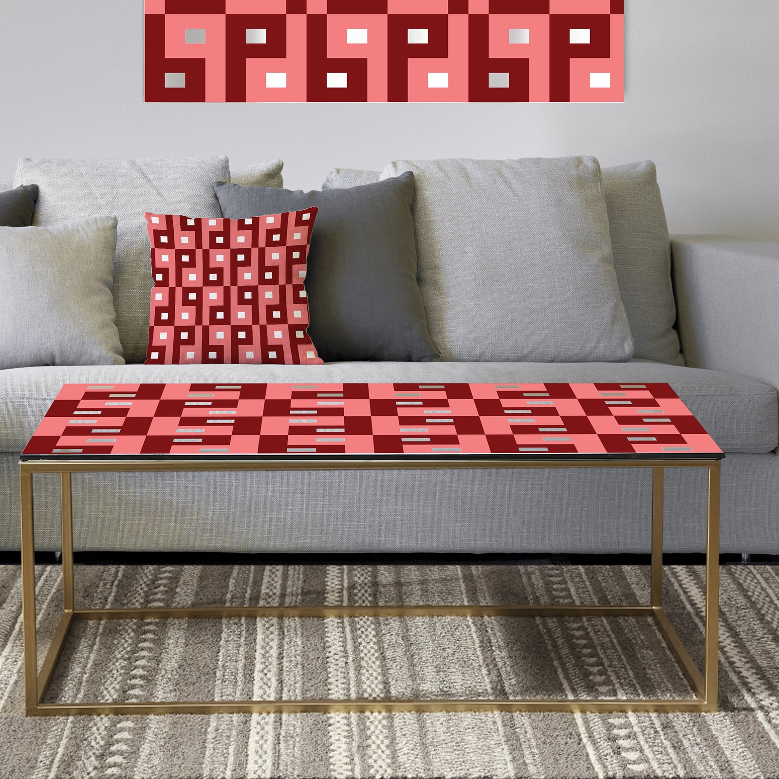 Retro Abstract Pattern Design IV - Metal Modern Coffee Table