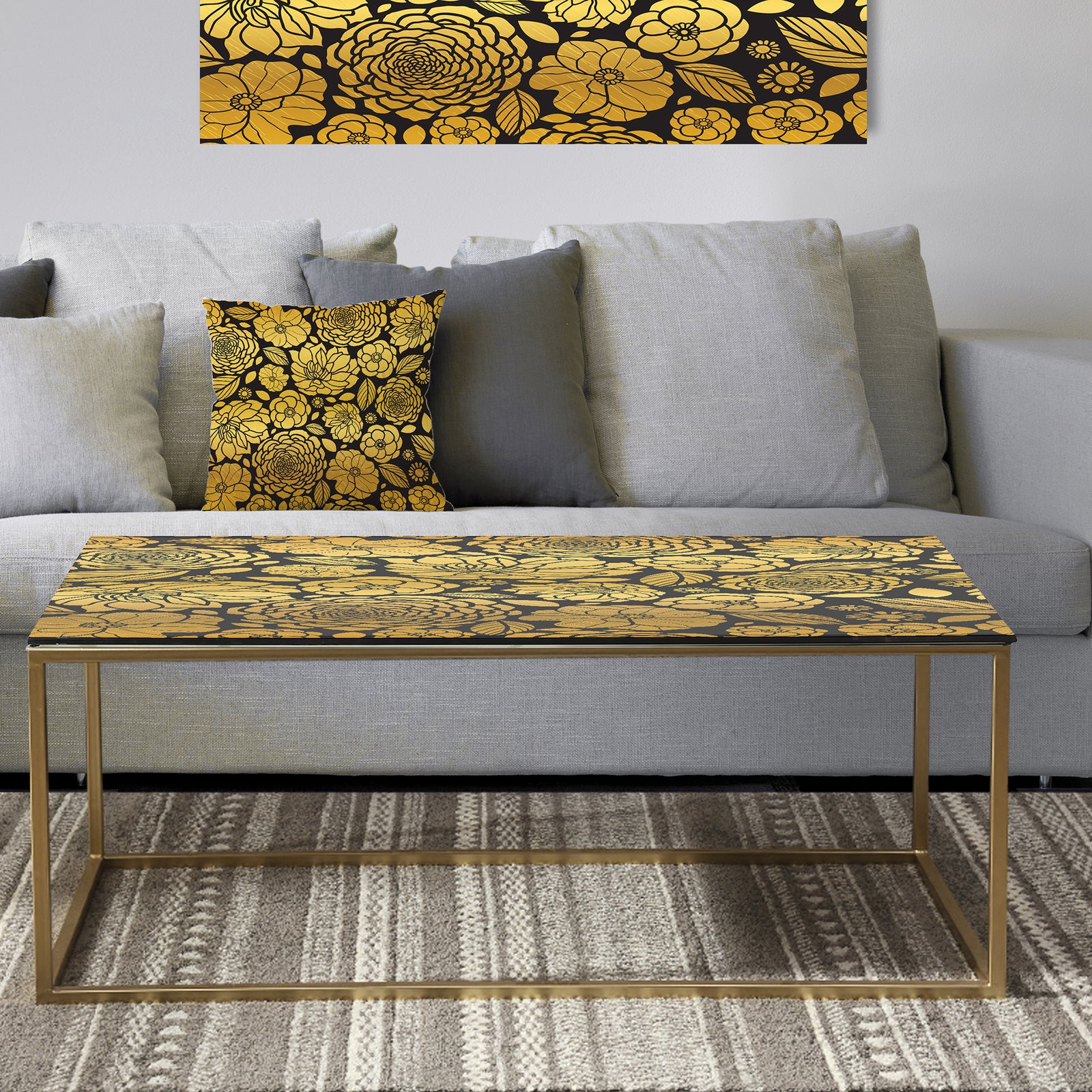 Golden Floral II - Metal Glam Coffee Table