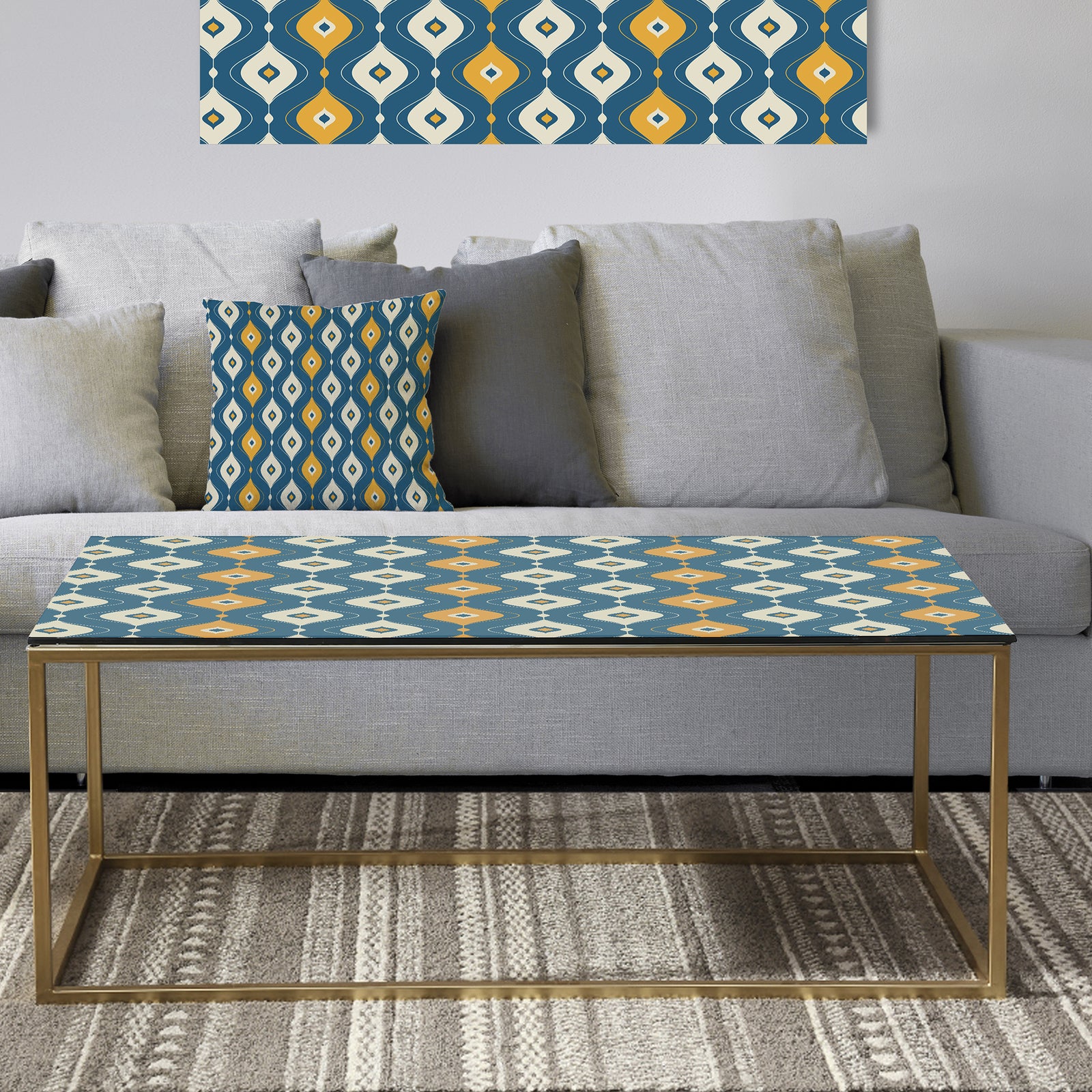 Retro Abstract Pattern II - Metal Glam Coffee Table