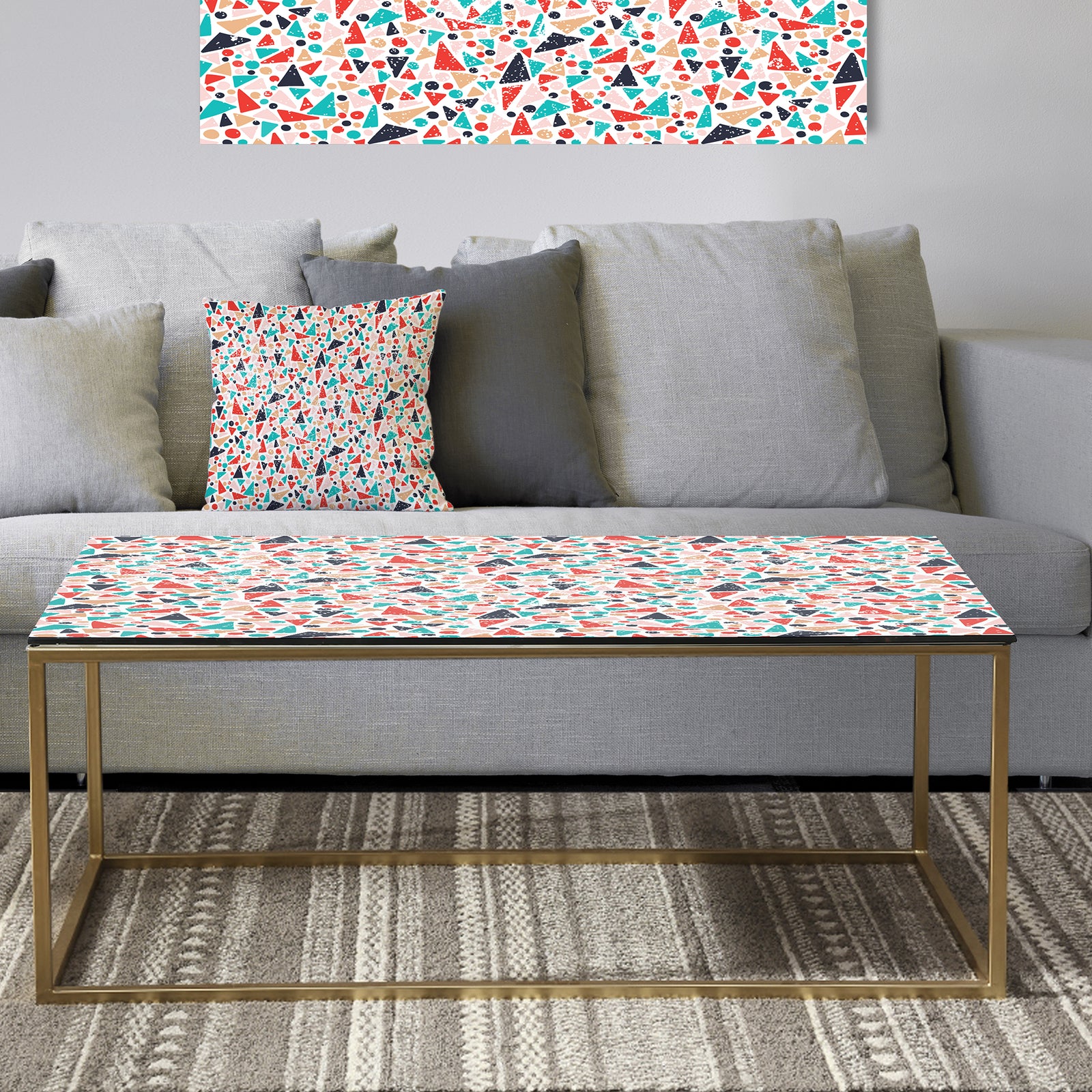 Retro Abstract Pattern Design II - Metal Glam Coffee Table