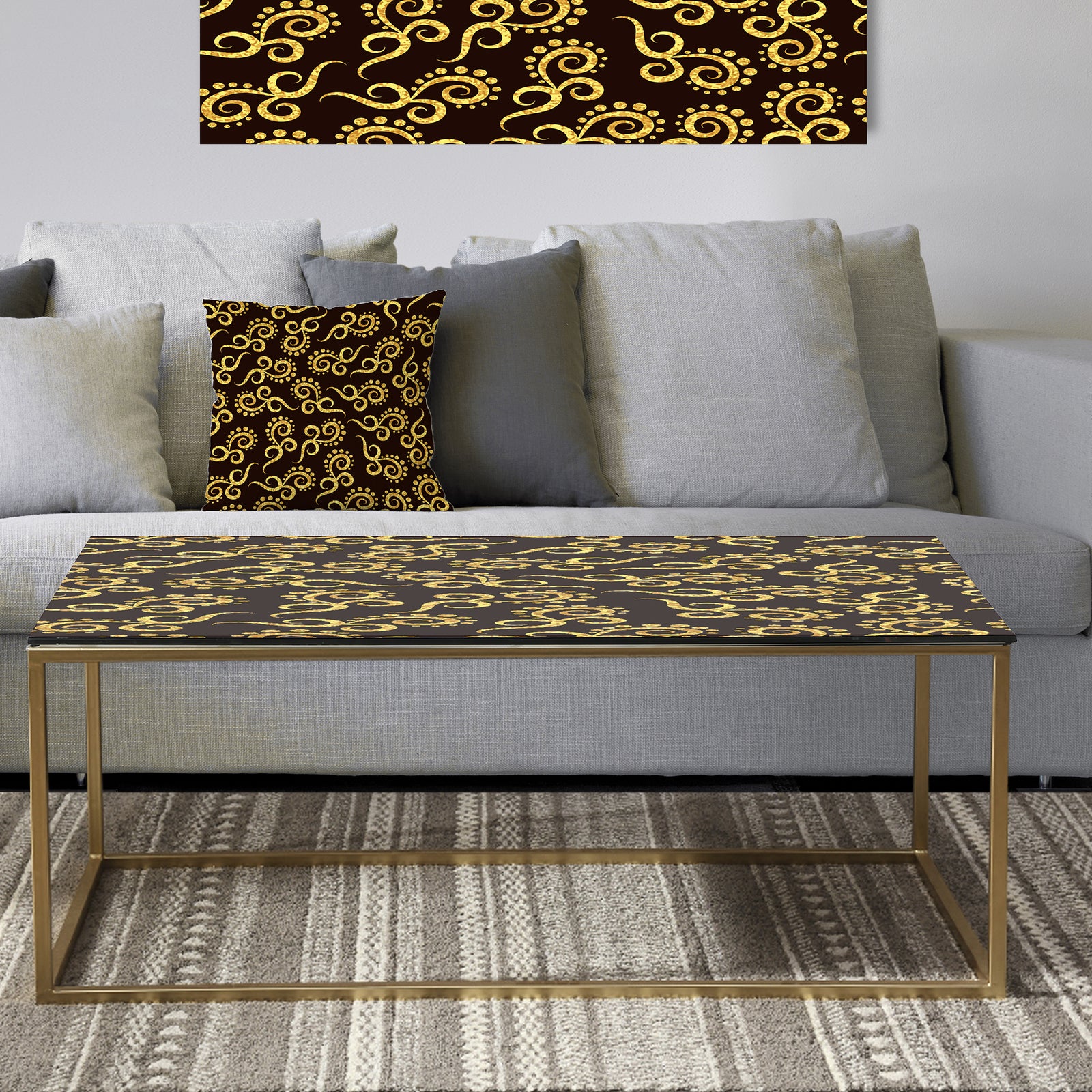 Gold and Black Swirl II - Metal Glam Coffee Table