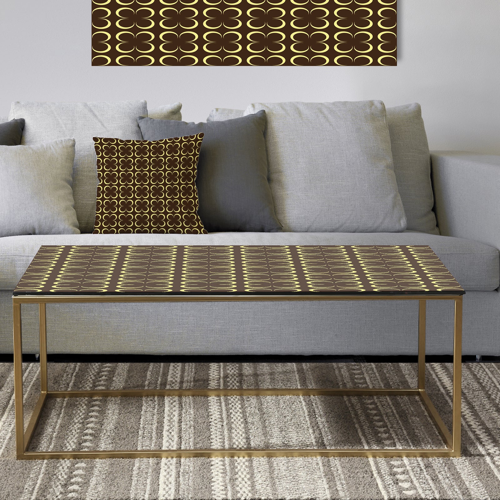 Floral Retro Pattern II - Metal Glam Coffee Table