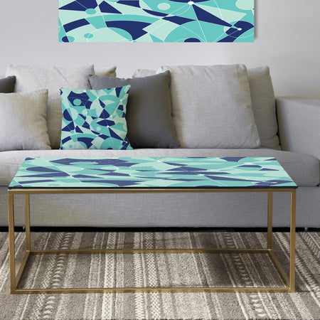 Retro Geometric Grid II - Metal Vintage Coffee Table